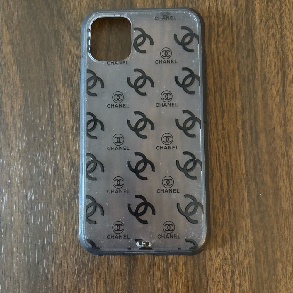 CHANEL Black Monogram Clear Phone Case